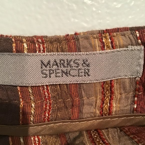 Marks & Spencer Chevron Striped A-Line Midi Skirt with Jeweled Rope Belt - Picture 8 of 10